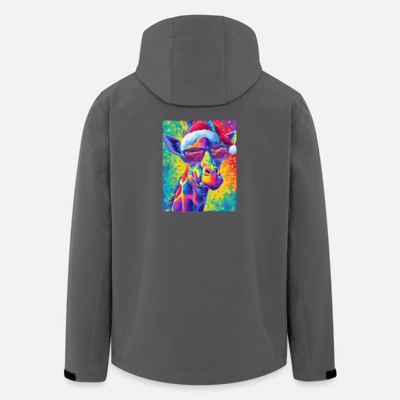 Giraffe Christmas Portrait - Men’s Recycled Softshell Jacket by Stanley/Stella - anthracite