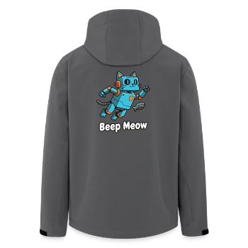 Blue robot cat Beep Meow - Men’s Recycled Softshell Jacket by Stanley/Stella - anthracite - Back - AI Model Male 185 light (185cm)