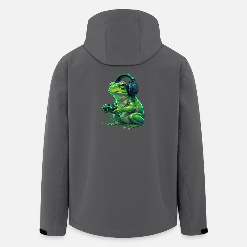 FroschGamer mit Kopfhörern - Recycelte Männer Softshell-Jacke von Stanley/Stella - Anthrazit