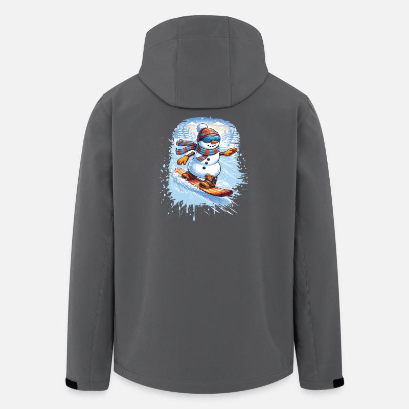 Cooler Schneemann beim Snowboarden – Winterspaß - Recycelte Männer Softshell-Jacke von Stanley/Stella - Anthrazit