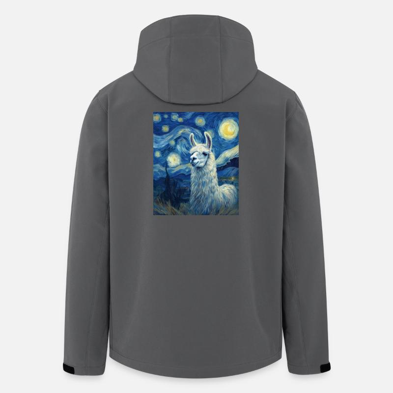 Lama Van Gogh Nuit étoilée - Veste softshell homme en polyester recyclé Stanley/Stella - charbon