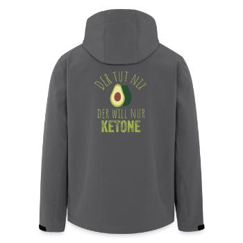 Avocado Keto Saying Image - Men’s Recycled Softshell Jacket by Stanley/Stella - anthracite - Back - AI Model Male 185 light (185cm)