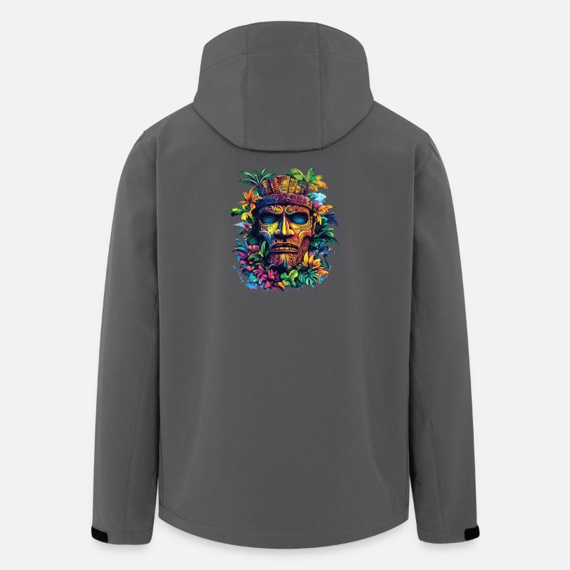 Tiki Tropenmaske Neonfarben - Recycelte Männer Softshell-Jacke von Stanley/Stella - Anthrazit