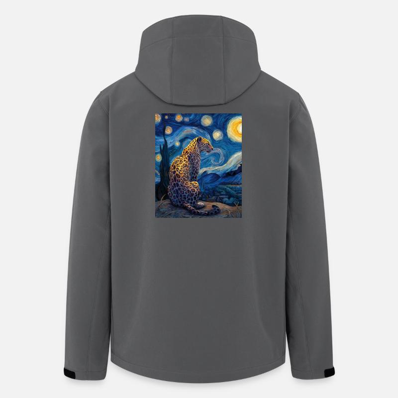 Leopard Van Gogh - Men’s Recycled Softshell Jacket by Stanley/Stella - anthracite