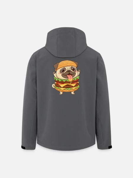 Mignon chien carlin Fast-food Cheeseburger - Veste softshell homme en polyester recyclé Stanley/Stella - charbon