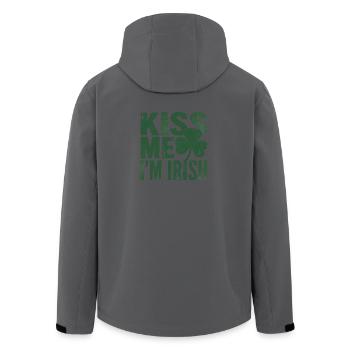 Kiss Me I'm Irish Shamrock  - Men’s Recycled Softshell Jacket by Stanley/Stella - anthracite - Back - AI Model Male 185 light (185cm)