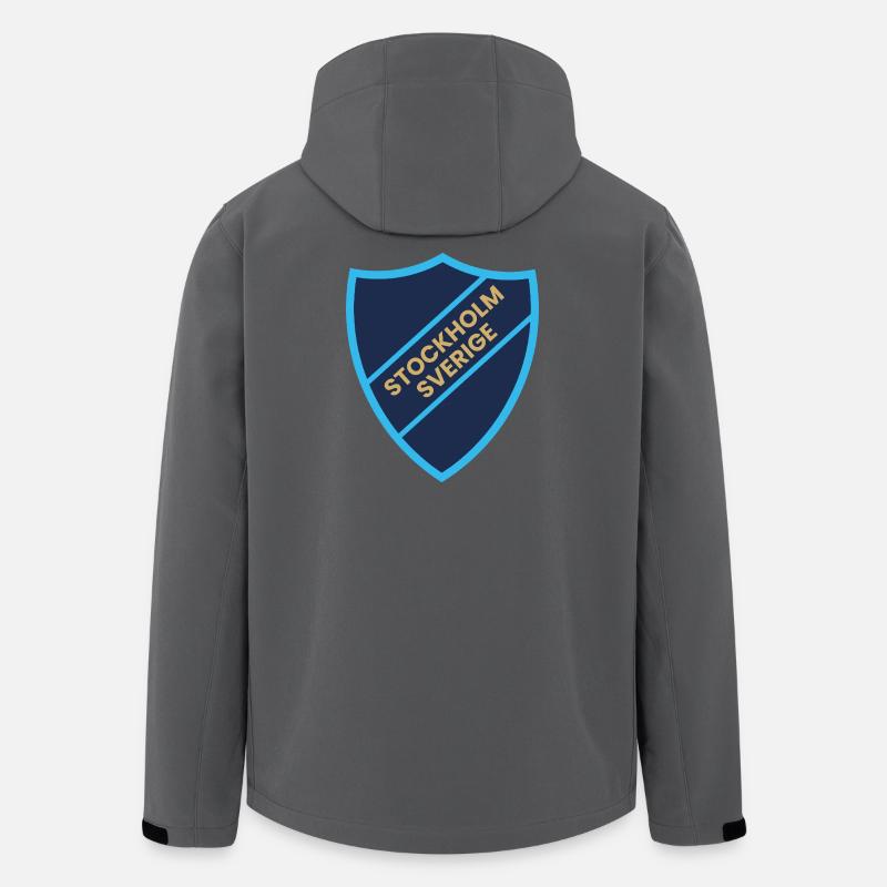 Stockholm Shield Blue Contrast-Design - Recycelte Männer Softshell-Jacke von Stanley/Stella - Anthrazit