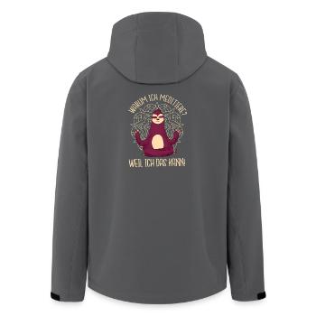 Meditating Sloth Yoga Saying Meditation - Men’s Recycled Softshell Jacket by Stanley/Stella - anthracite - Back - AI Model Male 185 light (185cm)