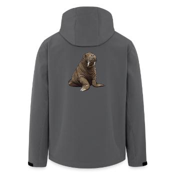 Walrus cartoon in shades of brown - Men’s Recycled Softshell Jacket by Stanley/Stella - anthracite - Back - AI Model Male 185 light (185cm)