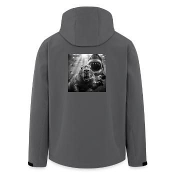 Capybara underwater selfie with shark - Men’s Recycled Softshell Jacket by Stanley/Stella - anthracite - Back - AI Model Male 185 light (185cm)