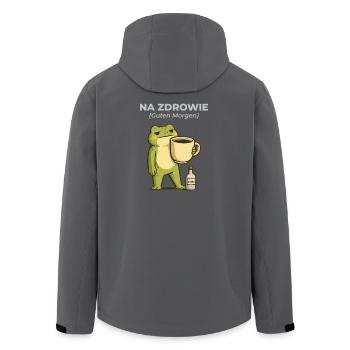 Frog Na zdrowie Coffee & Vodka Humor - Men’s Recycled Softshell Jacket by Stanley/Stella - anthracite - Back - AI Model Male 185 light (185cm)