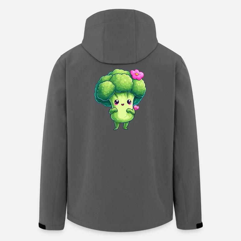 Kawaii Brokkoli mit Blüten - Recycelte Männer Softshell-Jacke von Stanley/Stella - Anthrazit