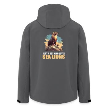 Seelöwen Seelöwe - Recycelte Männer Softshell-Jacke von Stanley/Stella - Anthrazit - Hinten - AI Model Male 185 light (185cm)