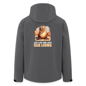 Seelöwen Seelöwe - Recycelte Männer Softshell-Jacke von Stanley/Stella - Anthrazit - Hinten - AI Model Male 185 light (185cm)