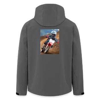 Motocross-Abenteuer im Staub - Recycelte Männer Softshell-Jacke von Stanley/Stella - Anthrazit - Hinten - AI Model Male 185 light (185cm)
