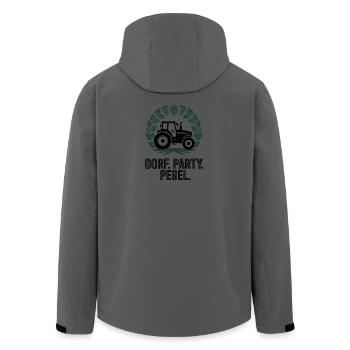 VILLAGE. PARTY. LEVEL. Tractor Village Children Farmers - Men’s Recycled Softshell Jacket by Stanley/Stella - anthracite - Back - AI Model Male 185 light (185cm)