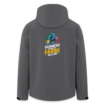 Pain Passes Color Remains Funny Paintball - Men’s Recycled Softshell Jacket by Stanley/Stella - anthracite - Back - AI Model Male 185 light (185cm)