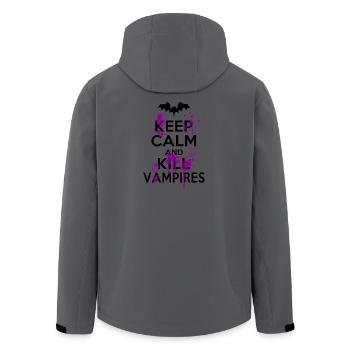 Keep Calm And Kill Funny Witty Vampires - Men’s Recycled Softshell Jacket by Stanley/Stella - anthracite - Back - AI Model Male 185 light (185cm)