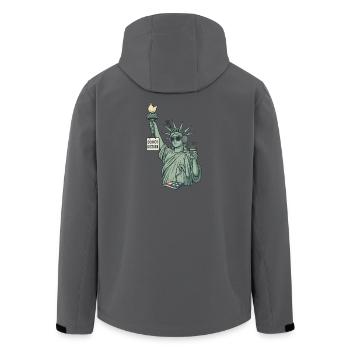 Statue of Liberty Do Not Disturb Coffee Design - Men’s Recycled Softshell Jacket by Stanley/Stella - anthracite - Back - AI Model Male 185 light (185cm)