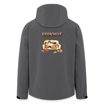 Sloth Series Chiller Pun Saying - Men’s Recycled Softshell Jacket by Stanley/Stella - anthracite - Back - AI Model Male 185 light (185cm)