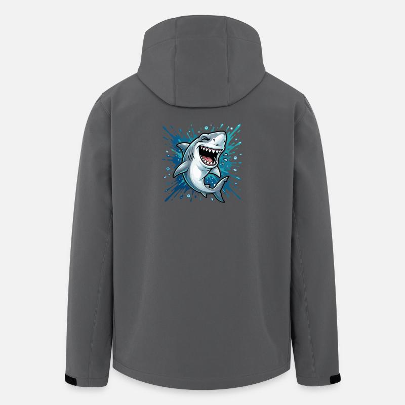 Cheerful shark in the splash - Men’s Recycled Softshell Jacket by Stanley/Stella - anthracite