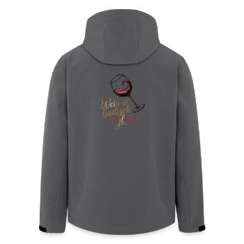  Wein Ist Badisch Für Glück Badischer Wein Spruch - Recycelte Männer Softshell-Jacke von Stanley/Stella - Anthrazit - Hinten - AI Model Male 185 light (185cm)