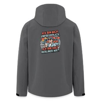  Ick Bin Nich Unfreundlich Ick Bin Halt Berliner - Recycelte Männer Softshell-Jacke von Stanley/Stella - Anthrazit - Hinten - AI Model Male 185 light (185cm)