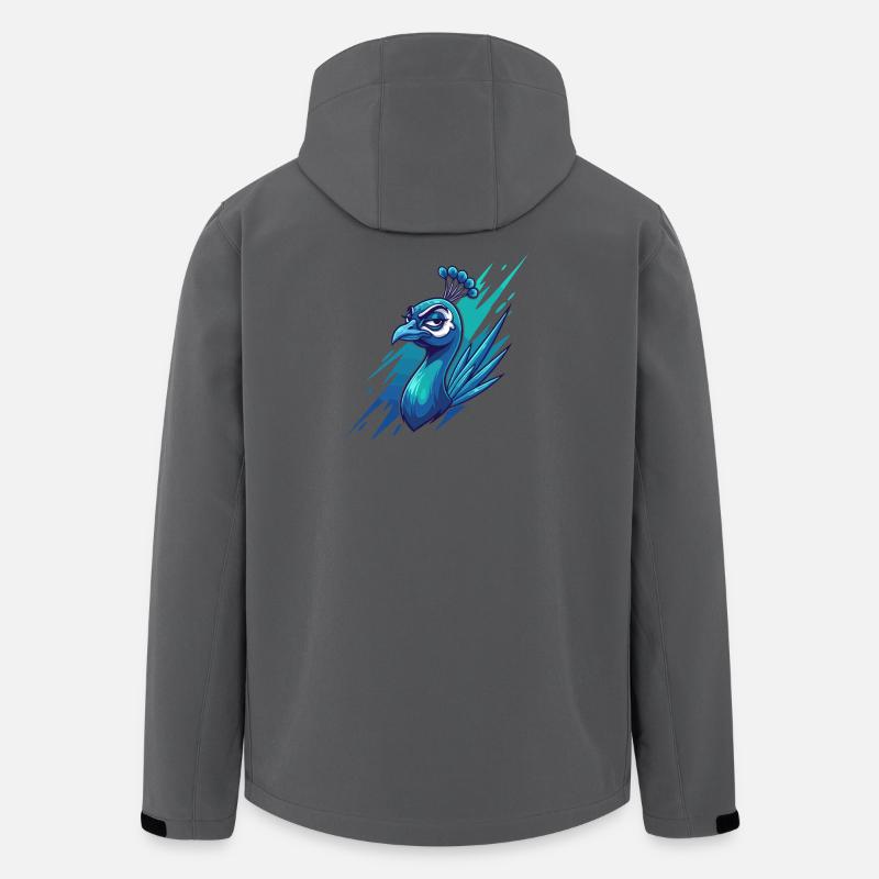 Neon Blue Peacock Head - Men’s Recycled Softshell Jacket by Stanley/Stella - anthracite