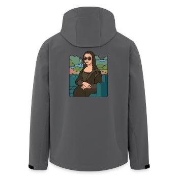Mona Lisa cool with sunglasses smoking weed - Men’s Recycled Softshell Jacket by Stanley/Stella - anthracite - Back - AI Model Male 185 light (185cm)