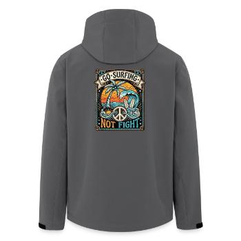 Surfing Against War For Peace Freedom Love - Men’s Recycled Softshell Jacket by Stanley/Stella - anthracite - Back - AI Model Male 185 light (185cm)
