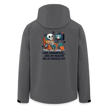 Horror Filme Realität Grusel Humor - Recycelte Männer Softshell-Jacke von Stanley/Stella - Anthrazit - Hinten - AI Model Male 185 light (185cm)