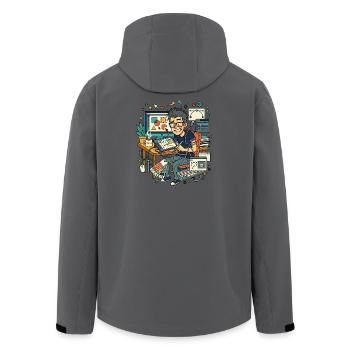 Graphic Designer Workflow Chaos - Men’s Recycled Softshell Jacket by Stanley/Stella - anthracite - Back - AI Model Male 185 light (185cm)
