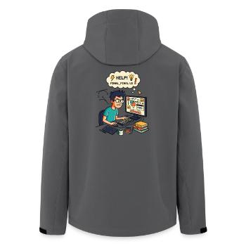 Graphic Designer Chaos Export Panic - Recycelte Männer Softshell-Jacke von Stanley/Stella - Anthrazit - Hinten - AI Model Male 185 light (185cm)
