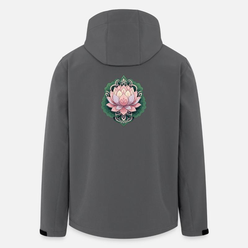 Pinkes Lotusmandala auf Grün - Recycelte Männer Softshell-Jacke von Stanley/Stella - Anthrazit