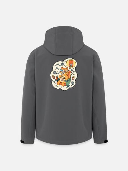 Katzenkino Popcorn Spaß - Recycelte Männer Softshell-Jacke von Stanley/Stella - Anthrazit