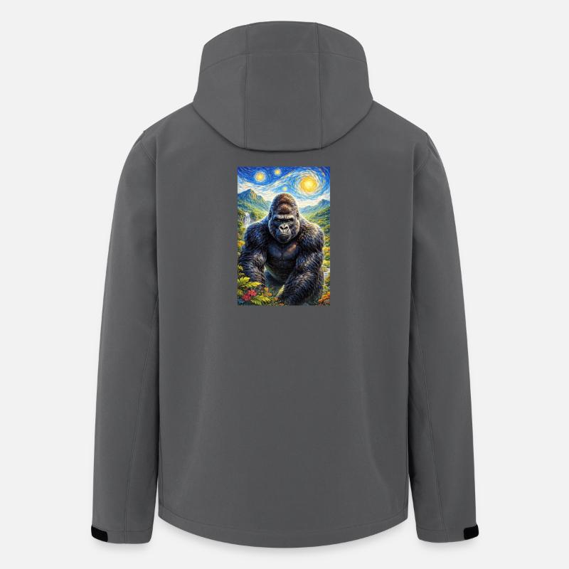 Gorilla im Sternennacht-Dschungel - Recycelte Männer Softshell-Jacke von Stanley/Stella - Anthrazit