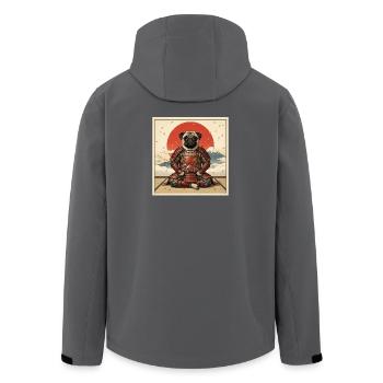 Samurai Pug Dog Warrior Japanese Art Design - Men’s Recycled Softshell Jacket by Stanley/Stella - anthracite - Back - AI Model Male 185 light (185cm)