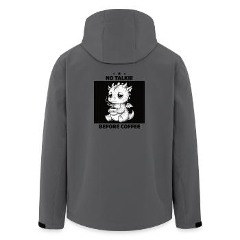 No Conversation Before Coffee Lover Dragon - Men’s Recycled Softshell Jacket by Stanley/Stella - anthracite - Back - AI Model Male 185 light (185cm)