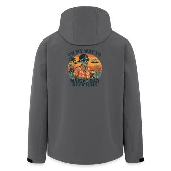 L’humour des fêtes en route vers de mauvaises décisions - Veste softshell homme en polyester recyclé Stanley/Stella - charbon - Dos - AI Model Male 185 light (185cm)