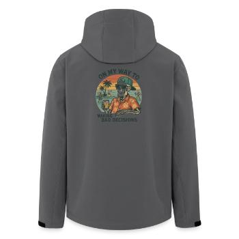 L’humour des fêtes en route vers de mauvaises décisions - Veste softshell homme en polyester recyclé Stanley/Stella - charbon - Dos - AI Model Male 185 light (185cm)
