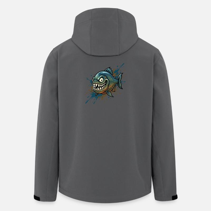 Brave piranha with paint splashes - Men’s Recycled Softshell Jacket by Stanley/Stella - anthracite