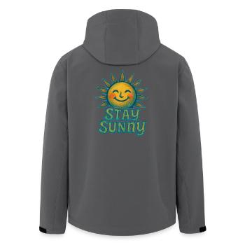 Stay Sunny Crayon Sonne Illustration - Recycelte Männer Softshell-Jacke von Stanley/Stella - Anthrazit - Hinten - AI Model Male 185 light (185cm)