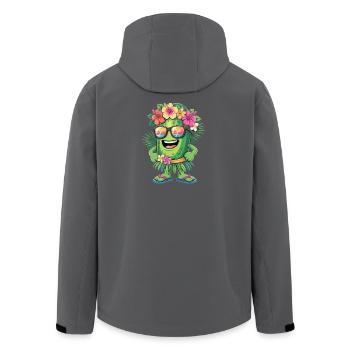  Lustige Urlaub Gurke im Hawaii Hula Look mit - Recycelte Männer Softshell-Jacke von Stanley/Stella - Anthrazit - Hinten - AI Model Male 185 light (185cm)