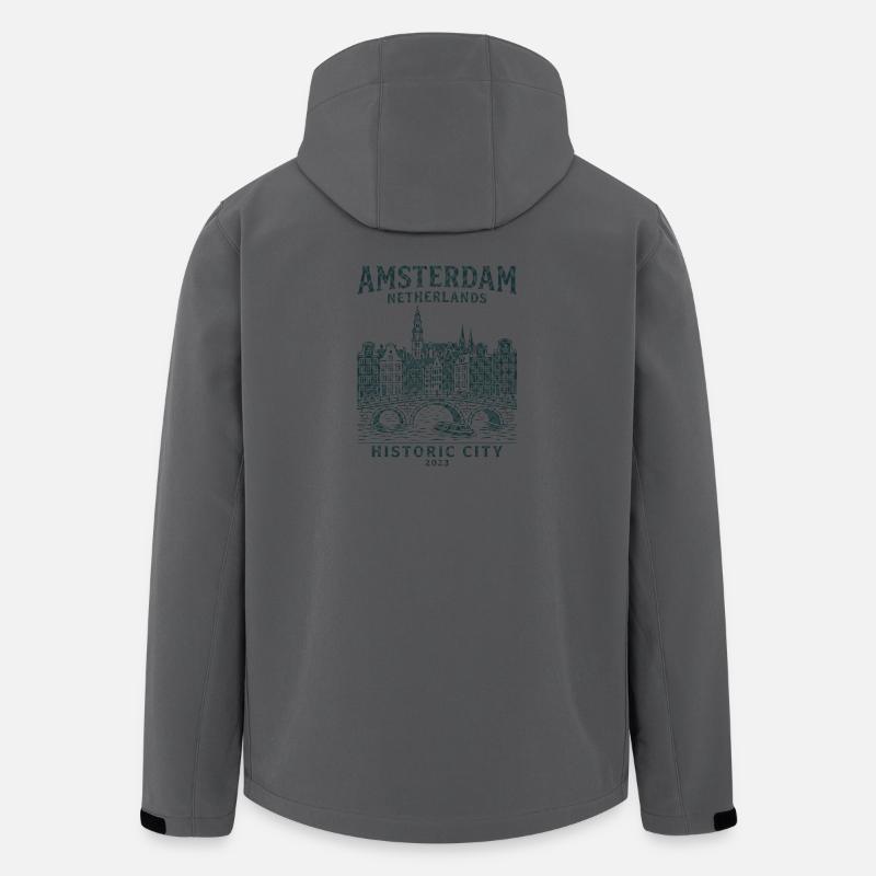 Amsterdam Netherlands City Canal Skyline - Men’s Recycled Softshell Jacket by Stanley/Stella - anthracite