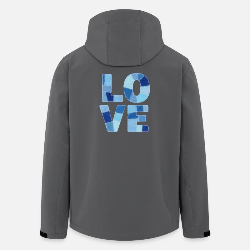 Patchwork Love Blue - Men’s Recycled Softshell Jacket by Stanley/Stella - anthracite
