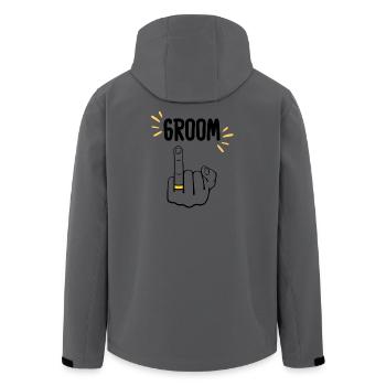 Funny Groom Ring Finger - Men’s Recycled Softshell Jacket by Stanley/Stella - anthracite - Back - AI Model Male 185 light (185cm)