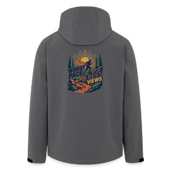 Trail Running - Worst Pace. Best Views - Men’s Recycled Softshell Jacket by Stanley/Stella - anthracite - Back - AI Model Male 185 light (185cm)