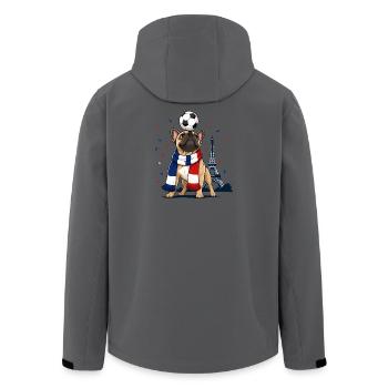 Frankreich Bulldogge Fußball Fan Motiv Eiffelturm - Recycelte Männer Softshell-Jacke von Stanley/Stella - Anthrazit - Hinten - AI Model Male 185 light (185cm)