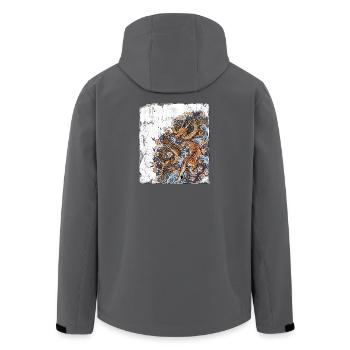 Japanese Tattoo Wall Tiger Dragon - Men’s Recycled Softshell Jacket by Stanley/Stella - anthracite - Back - AI Model Male 185 light (185cm)