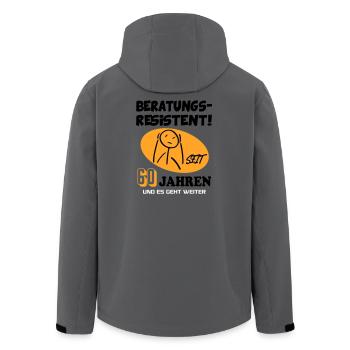 Comic Geburtstag 60 Jahre Happy Birthday - Recycelte Männer Softshell-Jacke von Stanley/Stella - Anthrazit - Hinten - AI Model Male 185 light (185cm)